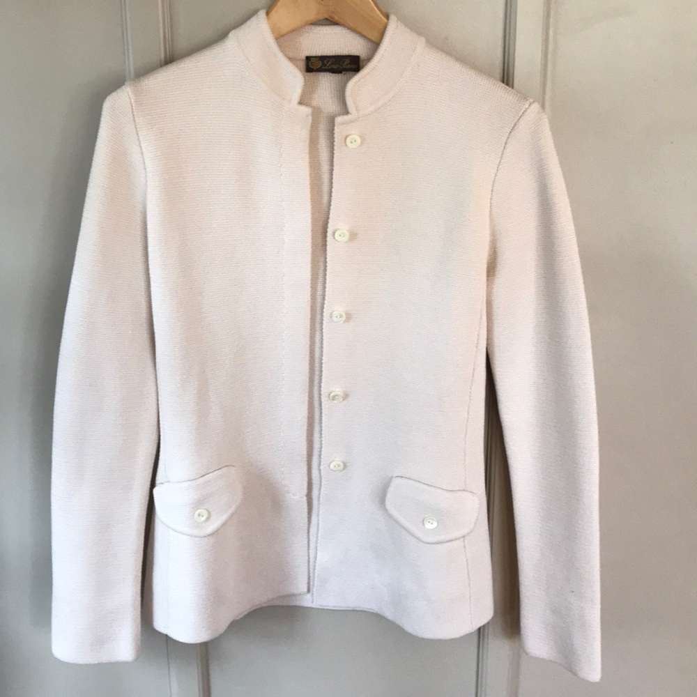 Cream with pinkish tones silk knit jacket. Easter!